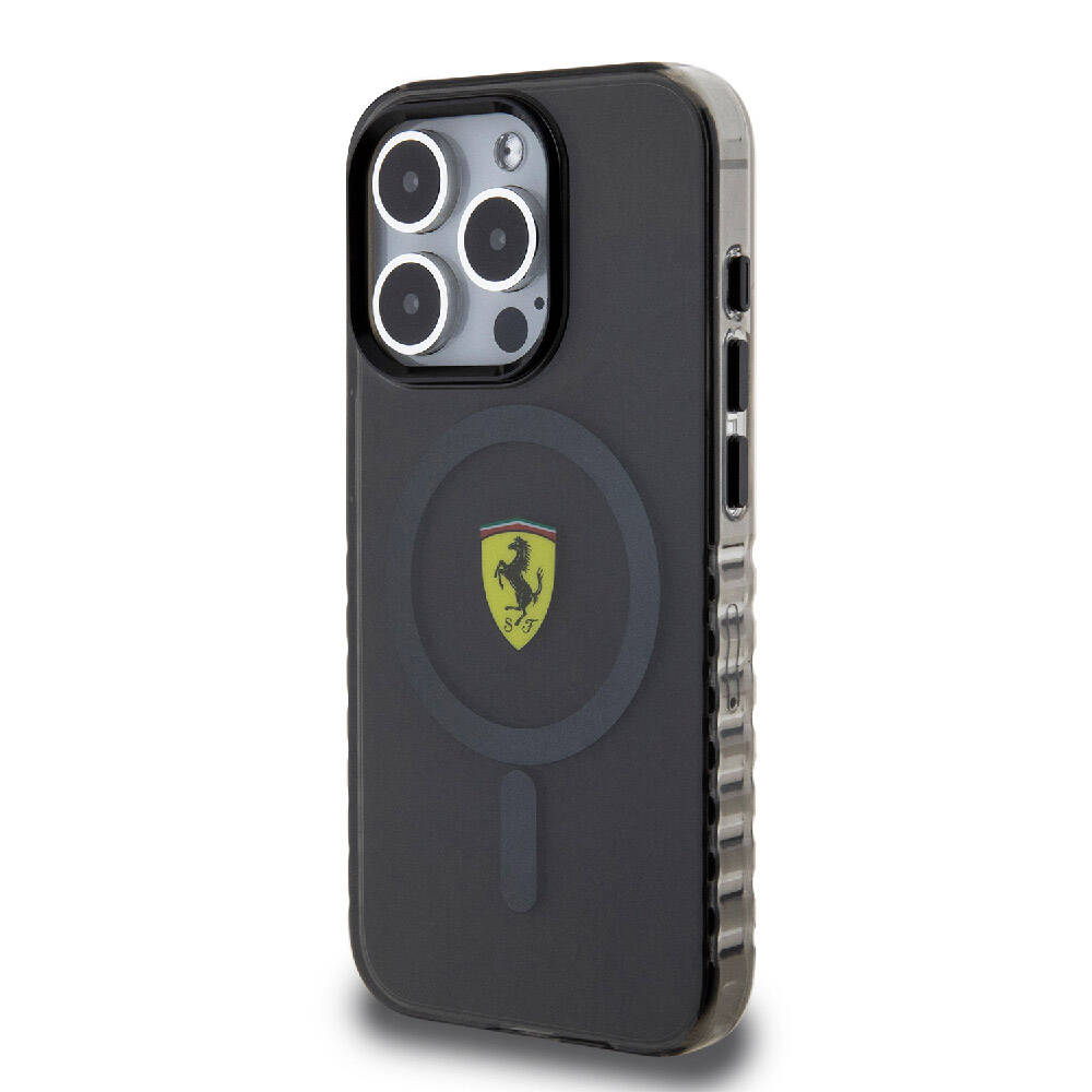 Ferrari iPhone 15 Pro Orjinal Lisanslı M-safe Şarj Özellikli Tırtıklı Kenar Tasarımlı Ortalanmış Logo Kılıf Ferrari iPhone 15 Pro Orjinal Lisanslı M-safe Şarj Özellikli Tırtıklı Kenar Tasarımlı Ortalanmış Logo Kılıf